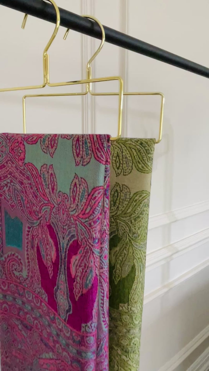 LARGE FUCHSIA PINK REVERSIBLE GEOMETRIC PAISLEY PRINT PASHMINA SHAWL SCARF WRAP
