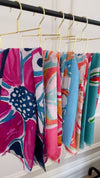 LARGE CORAL PINK BRIGHT FLORAL COTTON MIX SCARF