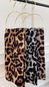 GREY COTTON BLEND CLASSIC LEOPARD PRINT SCARF