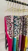 LARGE BLUSH PINK TIGER AND LEOPARD PRINT SHAWL SCARF