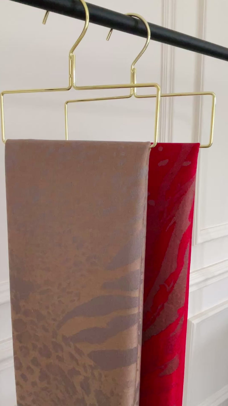 BRONZE LARGE LEOPARD PRINT REVERSIBLE PASHMINA SHAWL SCARF