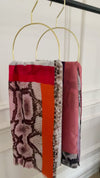 LONG RED BLOCKS SNAKESKIN PRINT LIGHTWEIGHT SHAWL SCARF