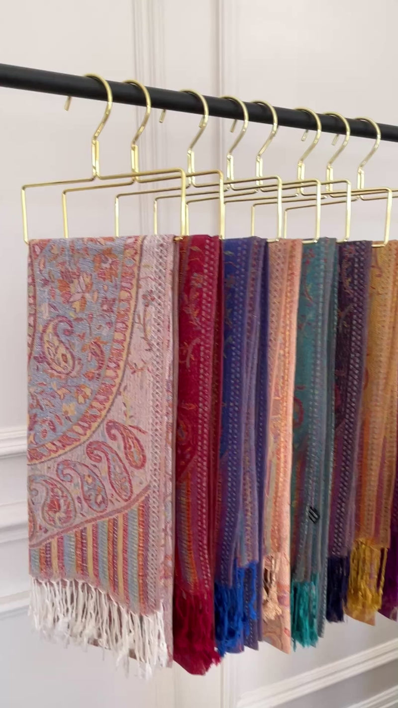 LARGE NAVY BLUE MULTI COLOUR PAISLEY PASHMINA SHAWL SCARF WRAP