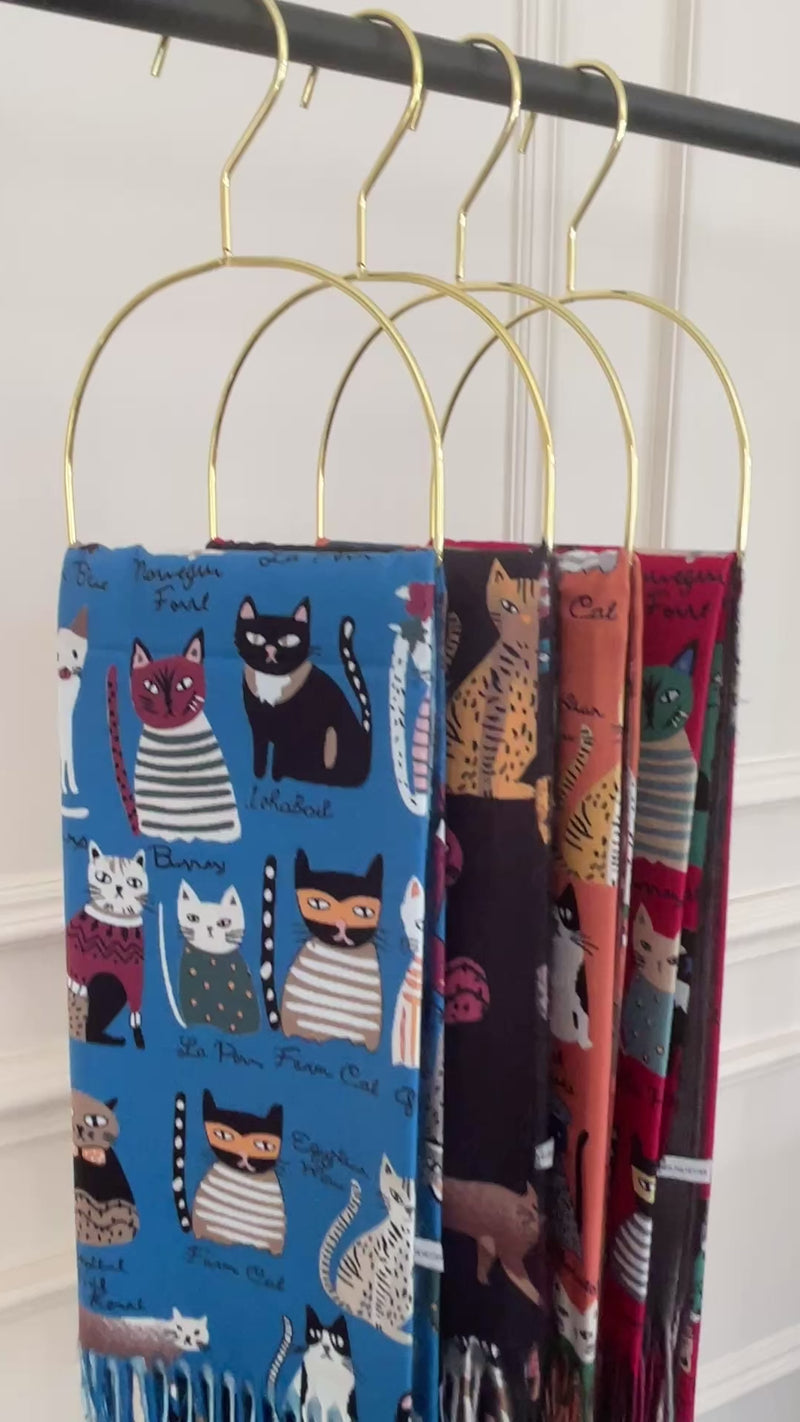 BLACK CAT PRINT LONG LIGHTWEIGHT SCARF