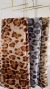 LARGE GREY OMBRE COTTON MIX LEOPARD PRINT SCARF