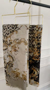LARGE CREAM VINTAGE LEOPARD PRINT SHAWL SCARF