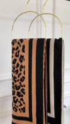 LARGE BROWN TAN LEOPARD PRINT REVERSIBLE WINTER SHAWL BLANKET SCARF
