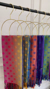 LARGE LIME YELLOW MULTI-COLOUR DOT PRINT PASHMINA SHAWL SCARF