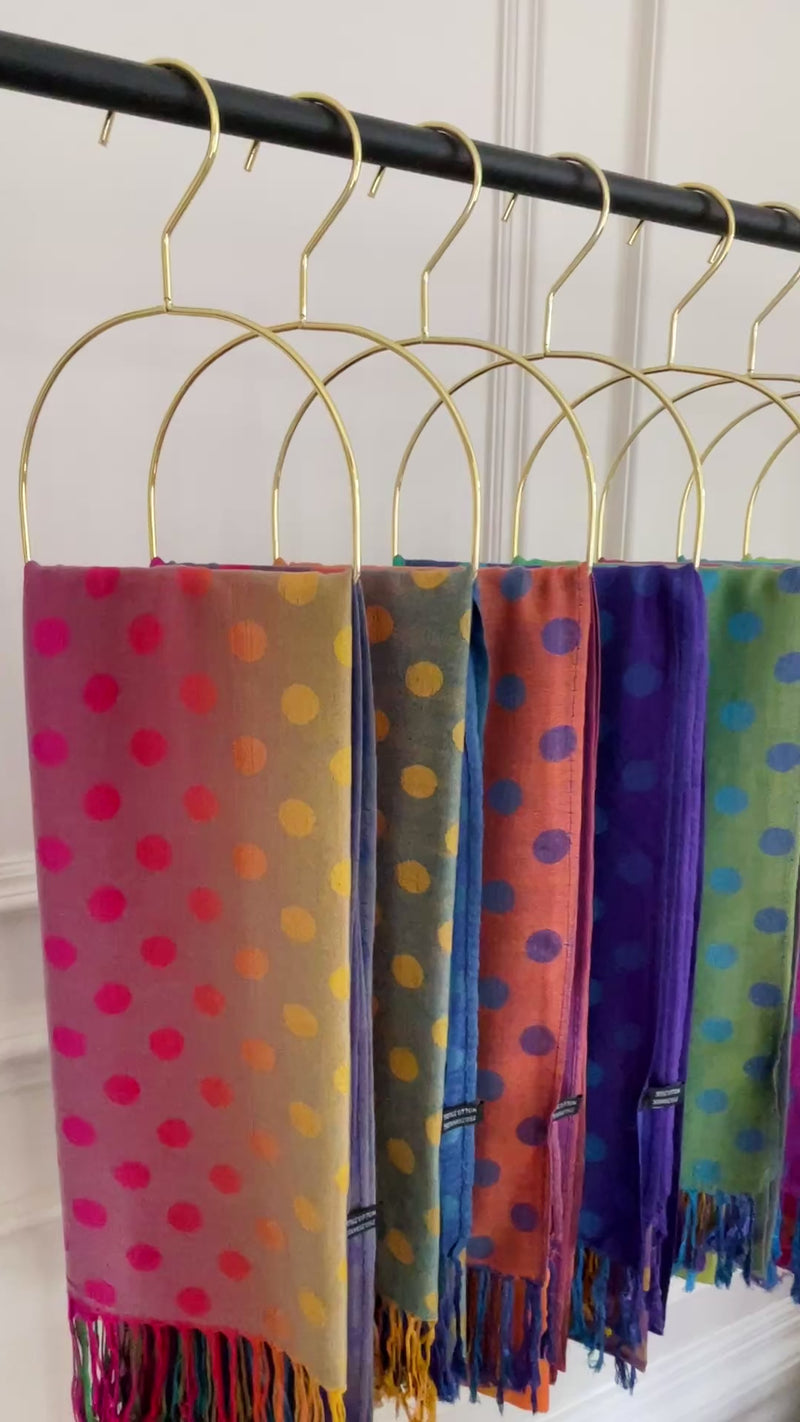 LARGE FUCHSIA PINK MULTI-COLOUR DOT PRINT PASHMINA SHAWL SCARF
