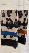 LARGE ROYAL BLUE RETRO LEOPARD PRINT SCARF