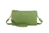 SMALL MULTI-POCKET CROSSBODY PURSE BAG WITH WRIST AND LONG STRAPS - GREEN