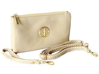 A-SHU SMALL MULTI-COMPARTMENT CROSS-BODY PURSE BAG WITH WRIST AND LONG STRAPS - WHITE - A-SHU.CO.UK