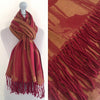 A-SHU BERRY BRONZE REVERSIBLE PASHMINA SHAWL SCARF IN ABSTRACT FLORAL PRINT - A-SHU.CO.UK