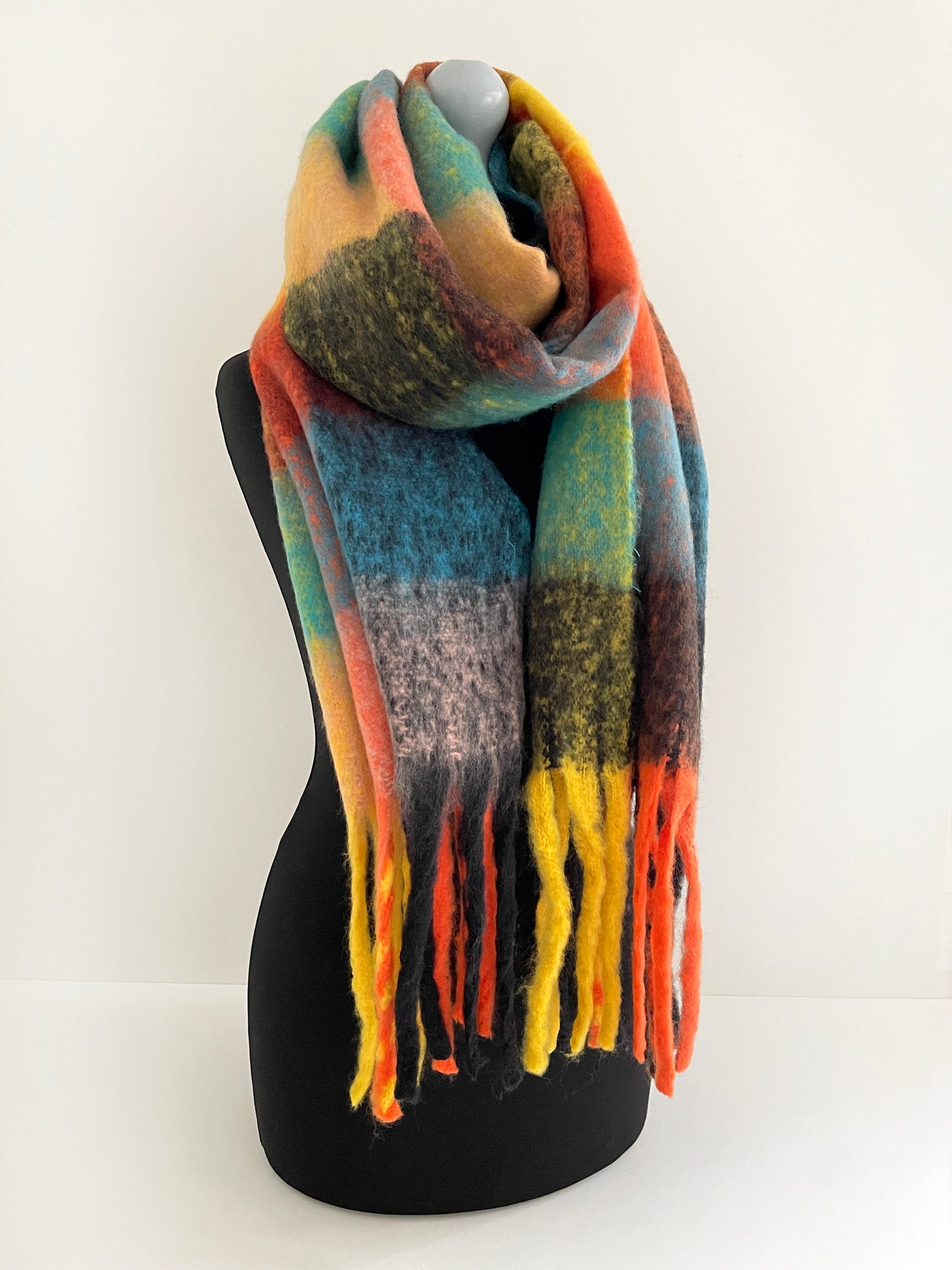 Blanket Scarf Women, Rainbow Scarf, Oversized Shawl, Warm Winter