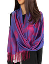 BLUE BERRY REVERSIBLE PASHMINA SHAWL SCARF IN ABSTRACT FLORAL PRINT