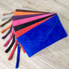 A-SHU GENUINE SUEDE BLACK OVER-SIZED ENVELOPE CLUTCH BAG / SHOULDER BAG WITH LONG SHOULDER STRAP - A-SHU.CO.UK