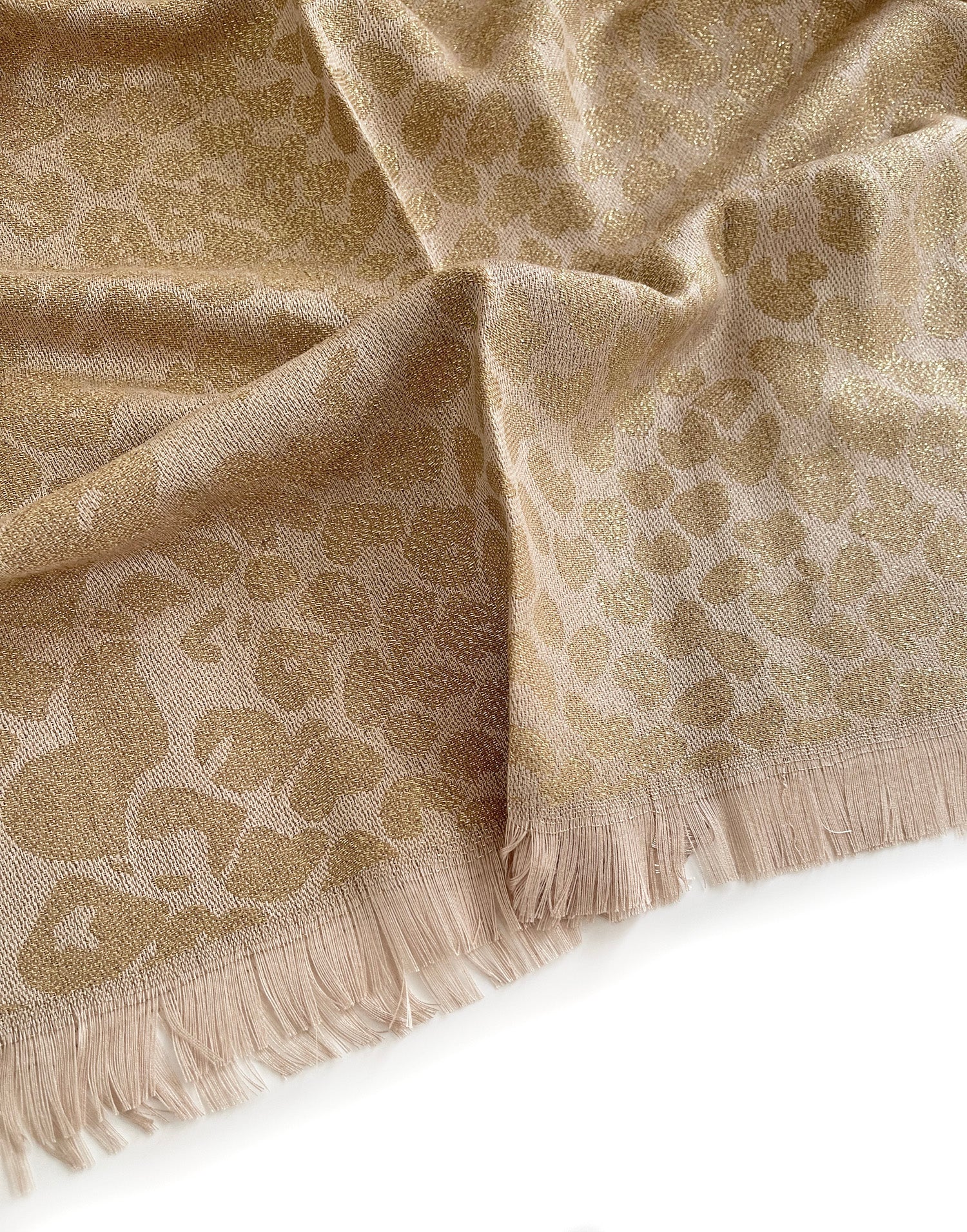 A-SHU GOLD SPARKLY METALLIC LEOPARD PRINT EVENING SHAWL SCARF –