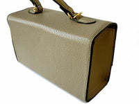 A-SHU GREY HARDBACK BOX SHOULDER BAG WITH PADLOCK DESIGN AND LONG STRAP - A-SHU.CO.UK
