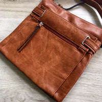 A-SHU LARGE BROWN MULTI COMPARTMENT CROSS BODY OVER SHOULDER BAG WITH LONG STRAP - A-SHU.CO.UK