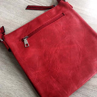 A-SHU LARGE RED MULTI COMPARTMENT CROSS BODY OVER SHOULDER BAG WITH LONG STRAP - A-SHU.CO.UK