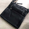 A-SHU LARGE BLACK MULTI COMPARTMENT CROSS BODY OVER SHOULDER BAG WITH LONG STRAP - A-SHU.CO.UK