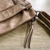 A-SHU LARGE BEIGE MULTI COMPARTMENT CROSS BODY OVER SHOULDER BAG WITH LONG STRAP - A-SHU.CO.UK