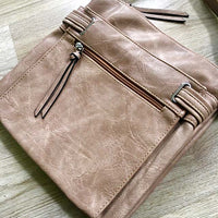 A-SHU LARGE BEIGE MULTI COMPARTMENT CROSS BODY OVER SHOULDER BAG WITH LONG STRAP - A-SHU.CO.UK