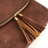A-SHU LARGE DUSKY PINK TASSEL MULTI COMPARTMENT CROSS BODY SHOULDER BAG WITH LONG STRAP - A-SHU.CO.UK