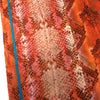 A-SHU LARGE ORANGE SNAKESKIN PRINT SHAWL SCARF WITH STRIPE - A-SHU.CO.UK