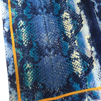 A-SHU LARGE BLUE SNAKESKIN PRINT SHAWL SCARF WITH STRIPE - A-SHU.CO.UK