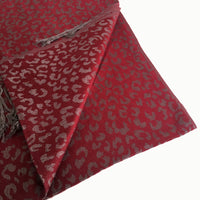 A-SHU MAROON SMALL LEOPARD PRINT REVERSIBLE PASHMINA SHAWL SCARF - A-SHU.CO.UK