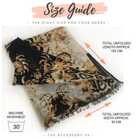 LARGE BLACK VINTAGE LEOPARD PRINT SHAWL SCARF
