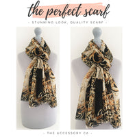 LARGE BLACK VINTAGE LEOPARD PRINT SHAWL SCARF