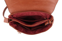 LARGE BROWN TASSEL MULTI COMPARTMENT CROSS BODY SHOULDER BAG WITH LONG STRAP