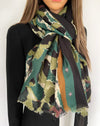 LARGE GREEN CAMEO LEOPARD PRINT SCARF