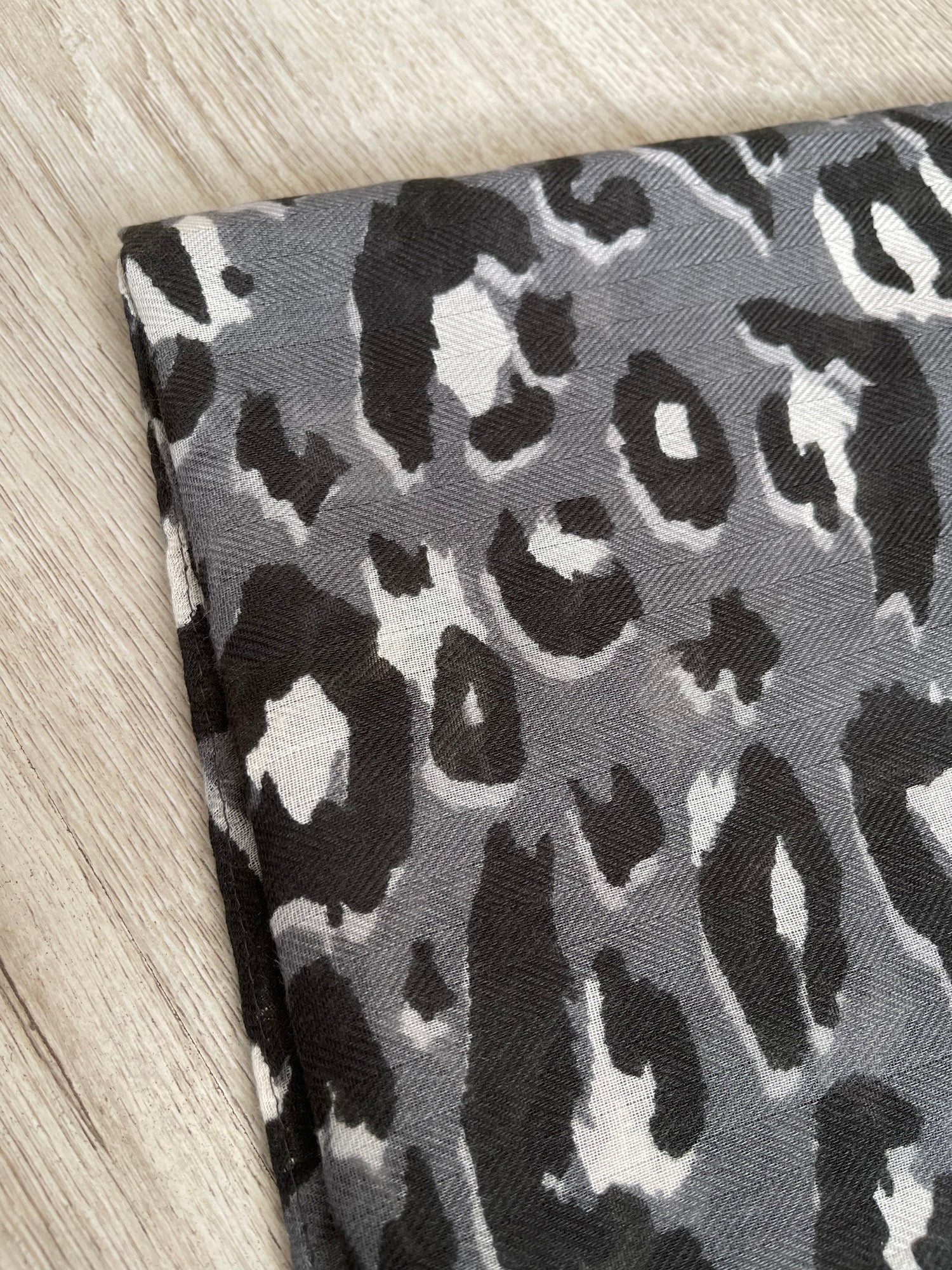 Grey Leopard Print Scarf