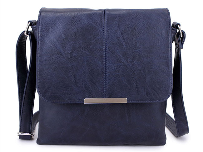 Mens blue sales leather messenger bag