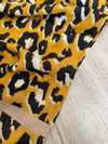 LARGE MUSTARD YELLOW TRIBAL LEOPARD PRINT SCARF WITH TASSELS