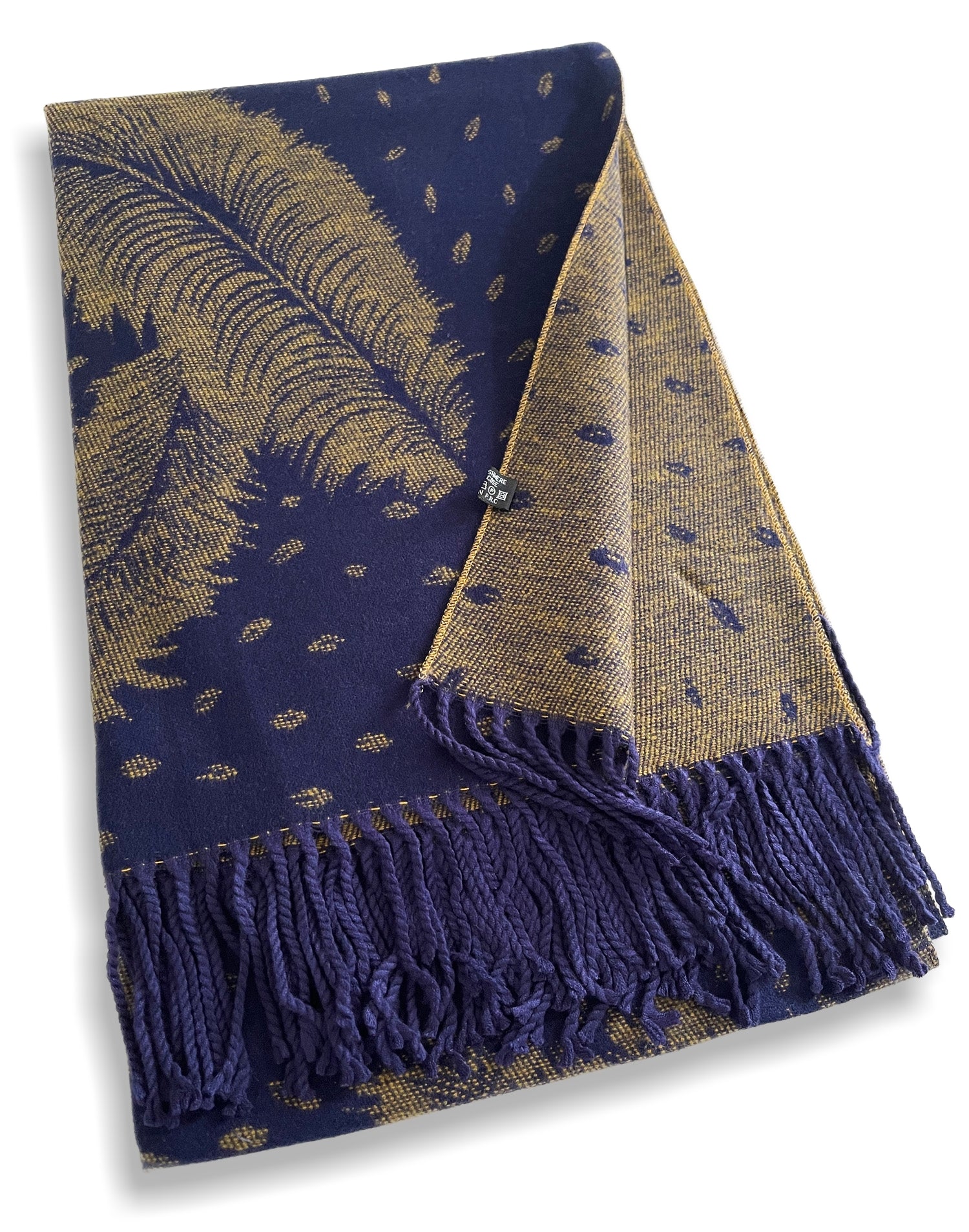 A SHU CASHMERE FEATHER PRINT REVERSIBLE WINTER SHAWL BLANKET SCARF