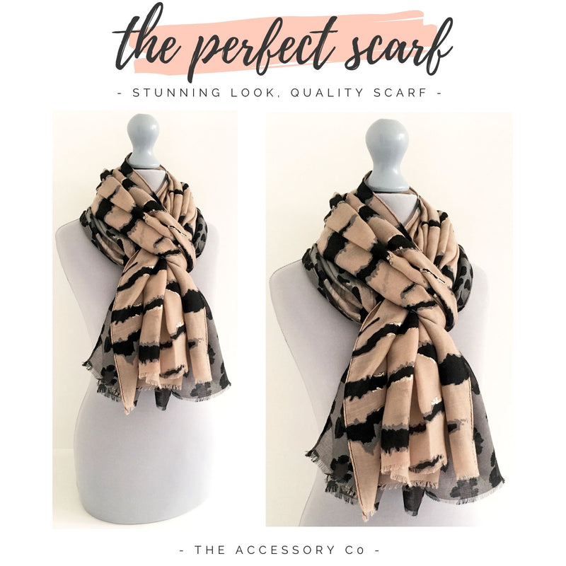 LARGE PALE PINK ZEBRA AND LEOPARD PRINT SHAWL SCARF