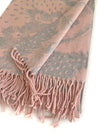 LARGE PINK CASHMERE FEATHER PRINT REVERSIBLE WINTER SHAWL BLANKET SCARF
