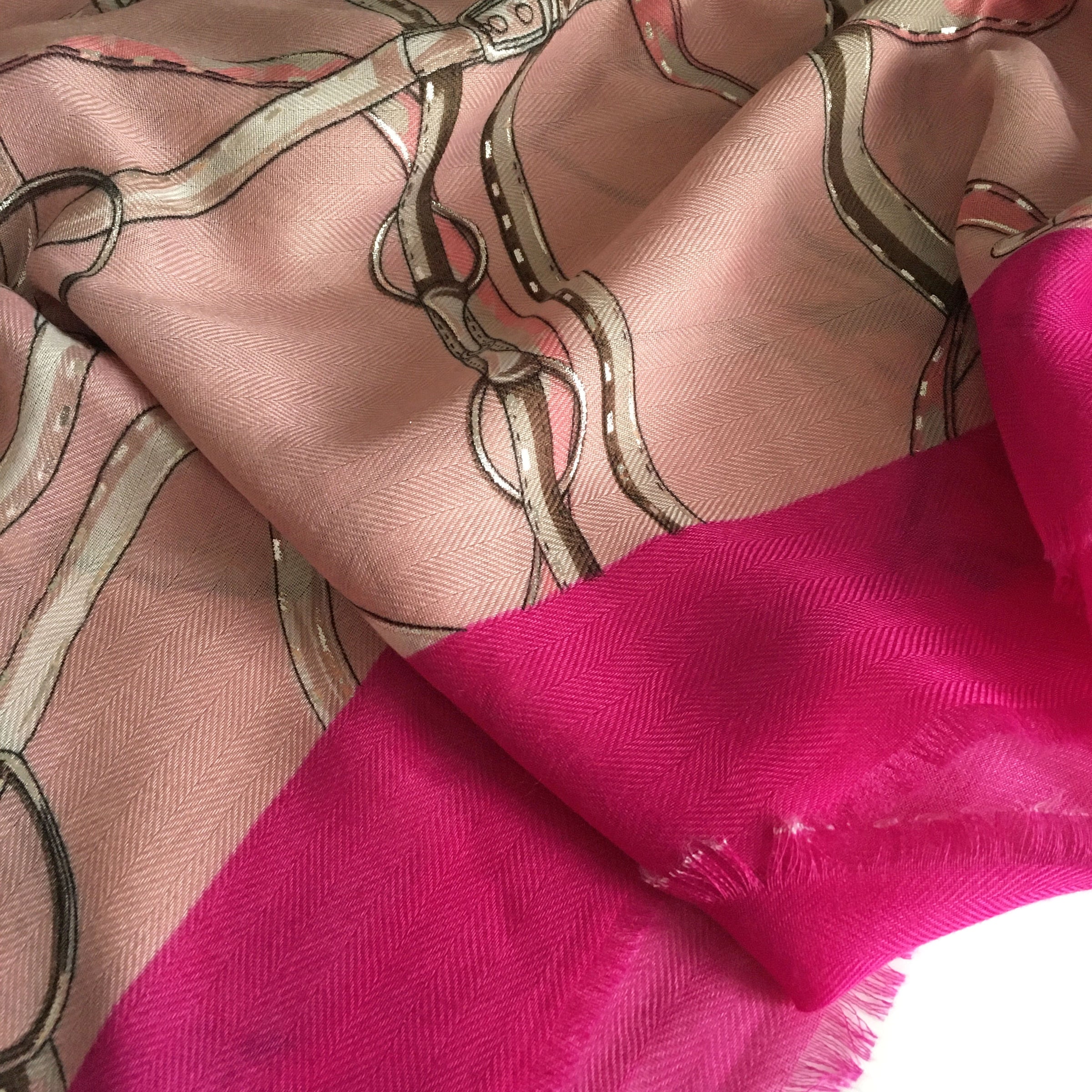 LARGE PINK CONTEMPORARY BUCKLE PRINT PASHMINA SHAWL SCARF