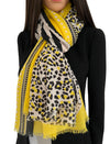 LARGE YELLOW TIGER AND LEOPARD PRINT SHAWL SCARF