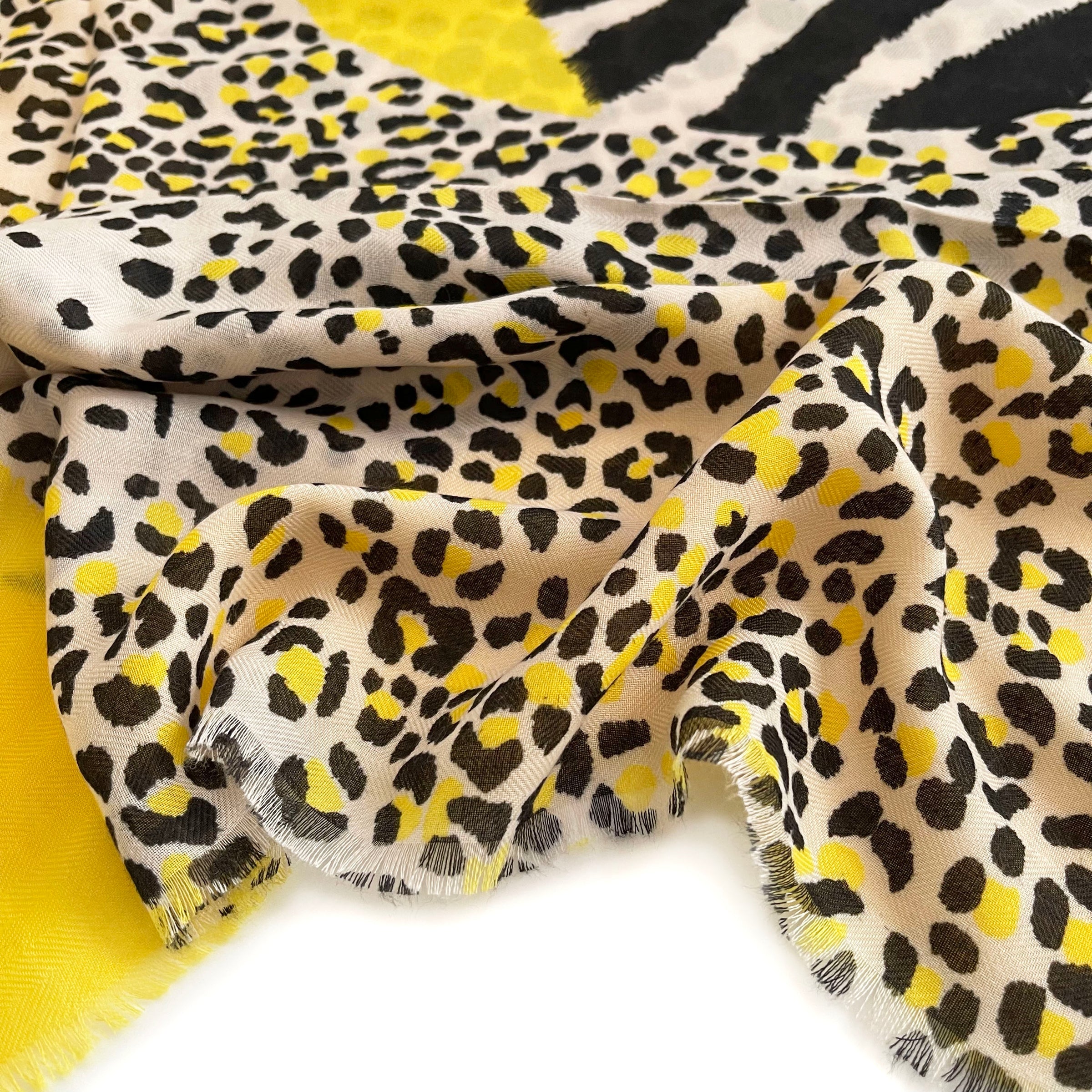 LARGE YELLOW TIGER AND LEOPARD PRINT SHAWL SCARF