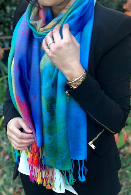 Blue and green scarf outlet