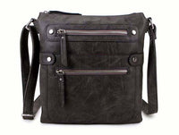 A-SHU LARGE GREY MULTI COMPARTMENT CROSSBODY BAG WITH LONG STRAP - A-SHU.CO.UK