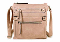 A-SHU LARGE BLUSH PINK MULTI COMPARTMENT CROSSBODY BAG WITH LONG STRAP - A-SHU.CO.UK