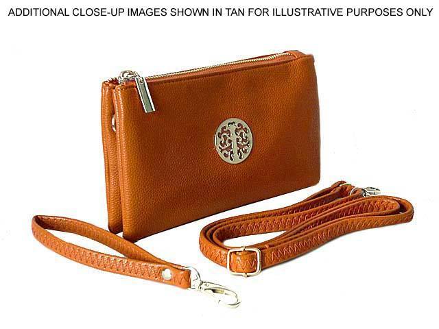 LARGE MULTI COMPARTMENT CROSS BODY PURSE BAG WITH WRIST AND LONG