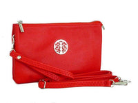 A-SHU LARGE MULTI-COMPARTMENT CROSS-BODY PURSE BAG WITH WRIST AND LONG STRAPS - RED - A-SHU.CO.UK