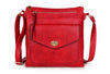 A-SHU LARGE RED TURN LOCK MULTI COMPARTMENT CROSS BODY SHOULDER BAG WITH LONG STRAP - A-SHU.CO.UK